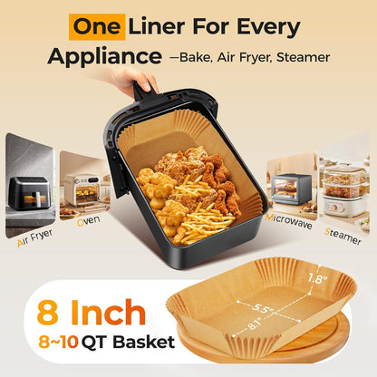 Vailnd Air Fryer Liners - 125 Pcs Disposable Parchment Paper for Ninja & Chefman Dual Basket | 8x5.5 Inch