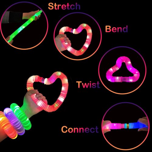 Glow Sticks | Camping Essentials for Toddlers - 6 PCS LED Light-Up Pop Tube Wand Toys & Accessories