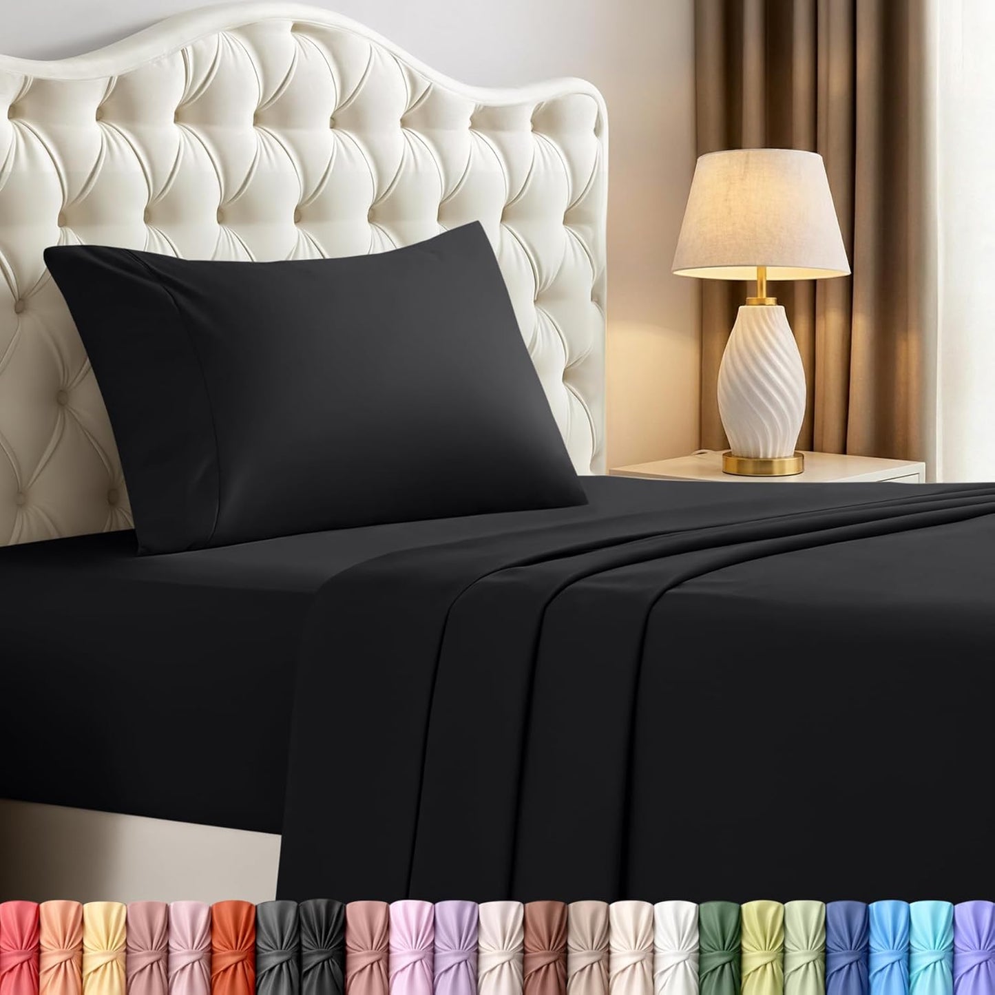 Utopia Bedding Twin Sheet Set - Soft & Breathable 3-Piece Microfiber Bed Sheets | Black