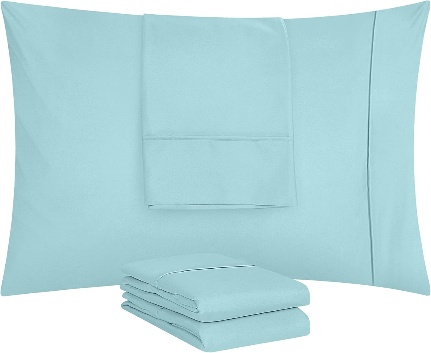 Utopia Bedding Standard Pillow Cases - 4 Pack - Soft Brushed Microfiber | Spa Blue, 20 x 26 Inches