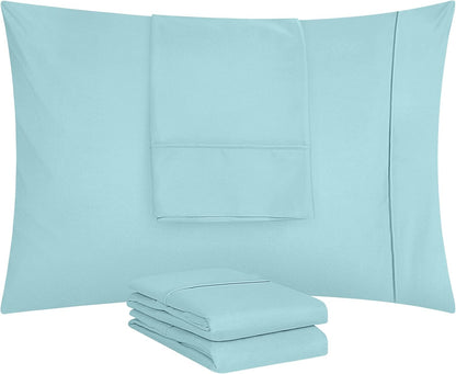 Utopia Bedding Standard Pillow Cases - Soft Brushed Microfiber - 4 Pack, Spa Blue - 20 X 26 Inches