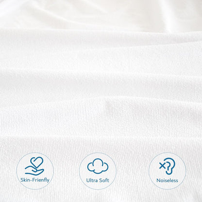 Twin XL Mattress Protector Waterproof Breathable Terry Premium Fitted up to 14'' Depth Pocket, Ultra Soft and Breathable Mattress Pad Cover Twin Extra Long (XL), Noiseless