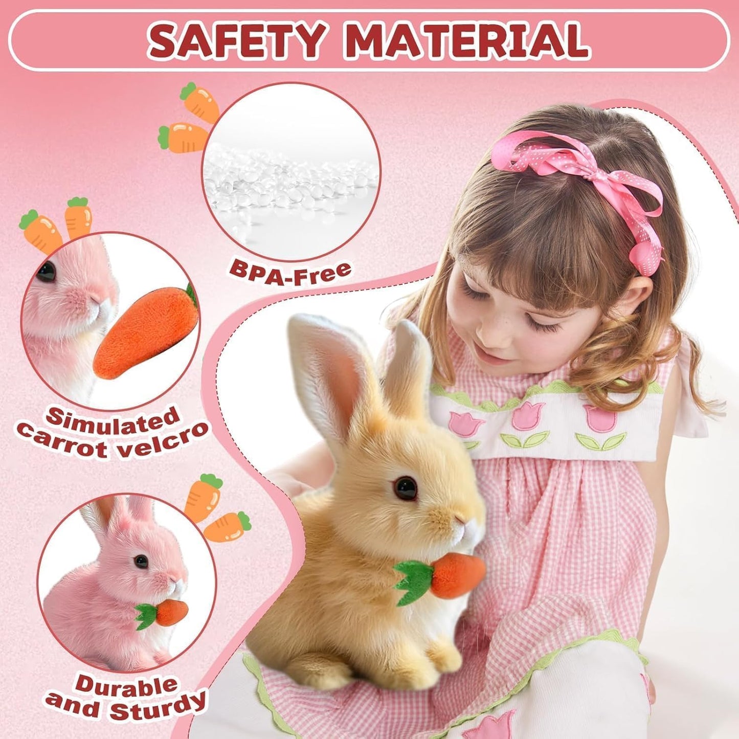 Bunny Realistic Hopping Rabbit Toy - Interactive Easter Bunny with Twitching Ears (Brown)