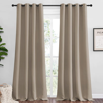NICETOWN Taupe Blackout Curtains - 96" Long, 55" Wide | Sound-Reducing Heat & Cold Block Panels for Modern Rooms