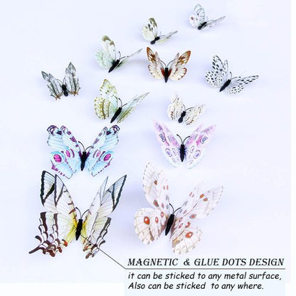 OPSEAM Butterfly Wall Decor 72 PCS, 3D Butterflies Stickers for Party Decorations with Magnets (White, 72)