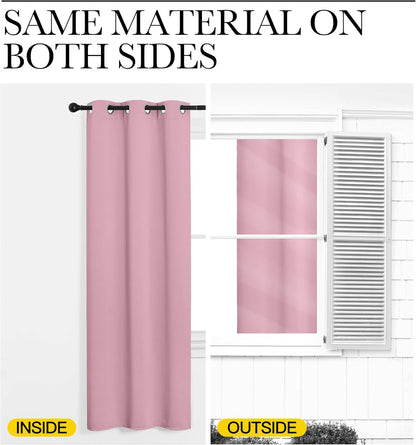 NICETOWN Crystal Pink Blackout Curtains - 120" Long, 55" Wide | Sound Reducing & Heat Blocking Panels (2 Pieces)