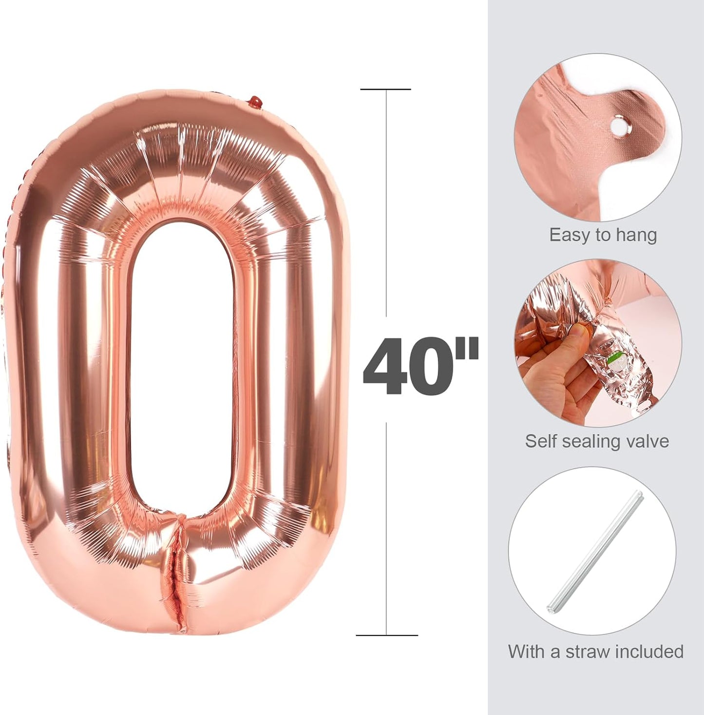 Rose Gold 12 Number Balloons - 40 Inch Balloons for 12th Birthday & Special Celebrations