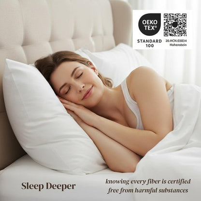 Beckham Hotel Collection Pillowcases Queen Size Set of 2, Cool Touch Cotton Sateen Fabric, 500TC, Silky Smooth & Soft, Open End, Aqua Gray