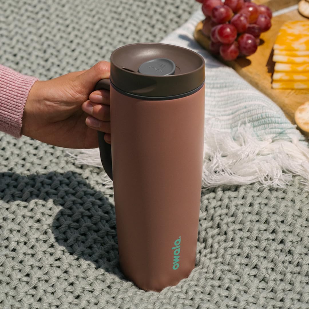 Owala SmoothSip Slider Travel Mug - 24 oz Insulated Stainless Steel | Leak Proof & BPA Free for Hot/Cold Drinks