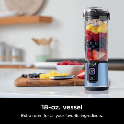 Ninja Blast Portable Blender - Cordless 18oz Personal Blender for Smoothies & Shakes | BPA-Free, USB-C Rechargeable, Metallic Blue
