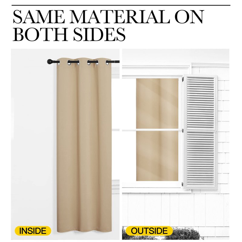 NICETOWN Bedroom Blackout Curtains Panels, 1 Pair, 55 inches by 94 Inch, Biscotti Beige, Triple Weave Energy Saving Thermal Insulated Solid Grommet Blackout Draperies for Patio