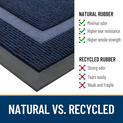 OLANLY Half Circle Door Mat - Waterproof All-Season Doormat for Indoor/Outdoor Use | 59x23, Blue