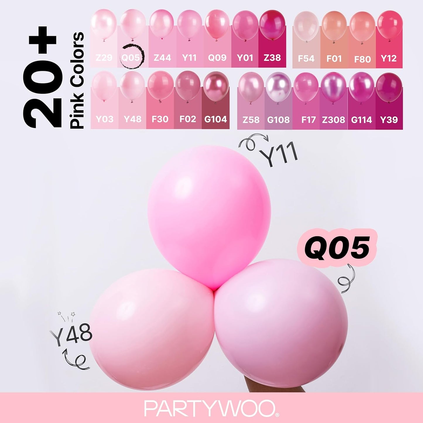 PartyWoo Baby Pink Balloons - 128-Piece Arch Kit with Various Sizes for Baby Showers & Parties