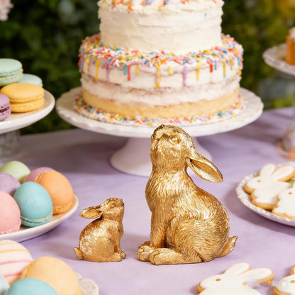 Skiennix Easter Rabbit Resin Statues - Charming Large & Small Outdoor Sculptures | Unique Gold Decor