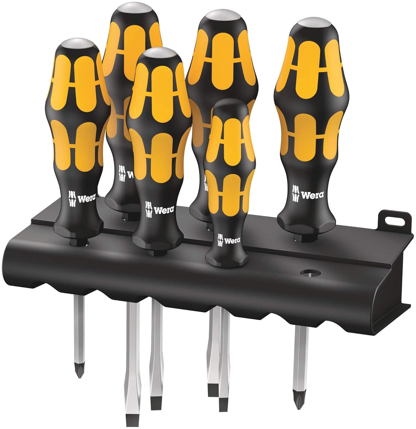 Wera 932/6 Kraftform Plus Screwdriver Set - 6-Piece Ergonomic Design with Rack for Easy Storage