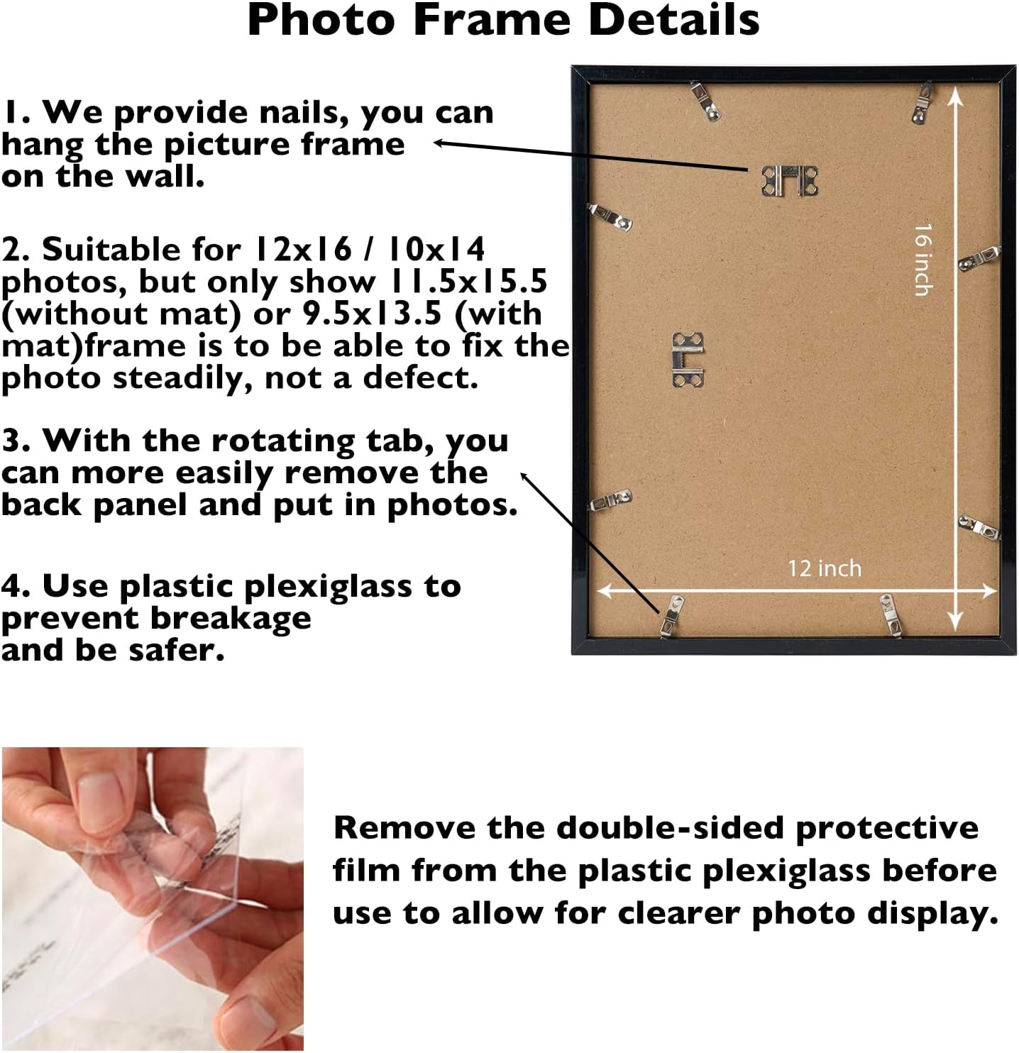 12x16 Black Picture Frame by [Brand Name] - Perfect for 30x40cm Diamond Paintings & Photos