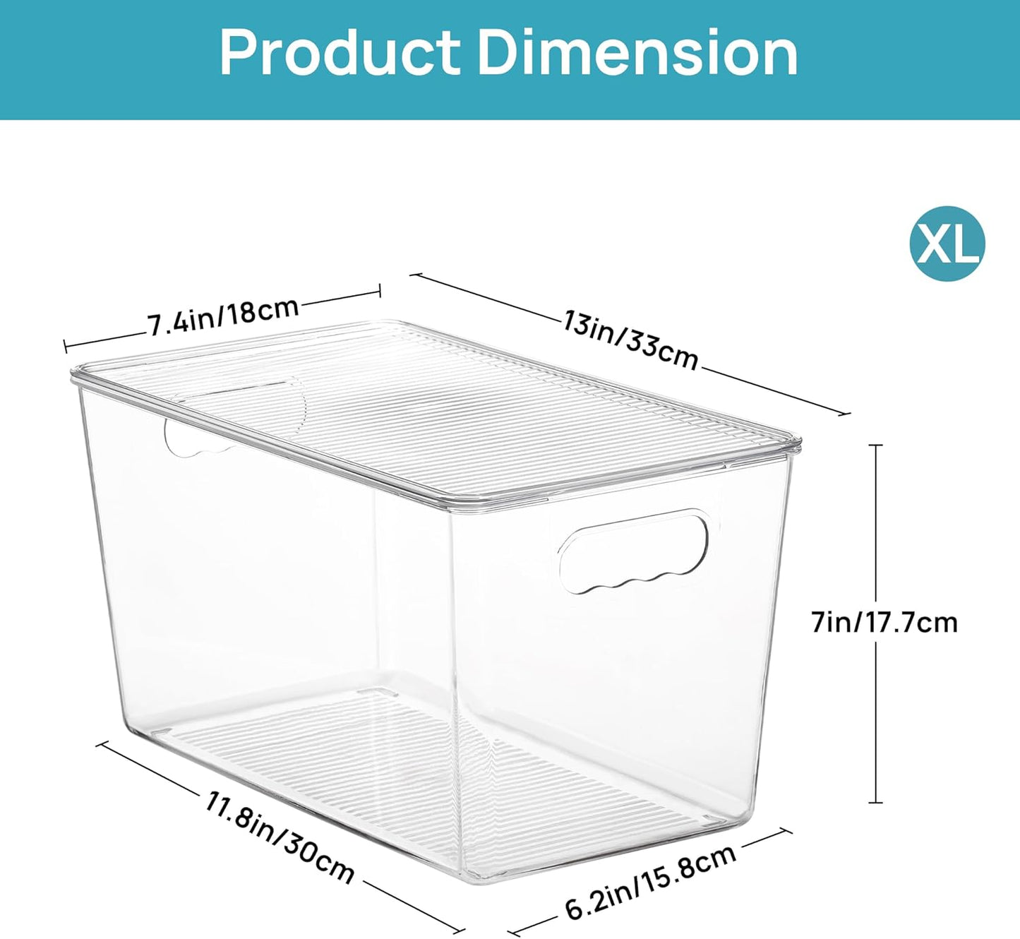 Vtopmart Clear Stackable Storage Bins - 4 Pack XL Plastic Containers with Lids for Pantry & Kitchen Organization