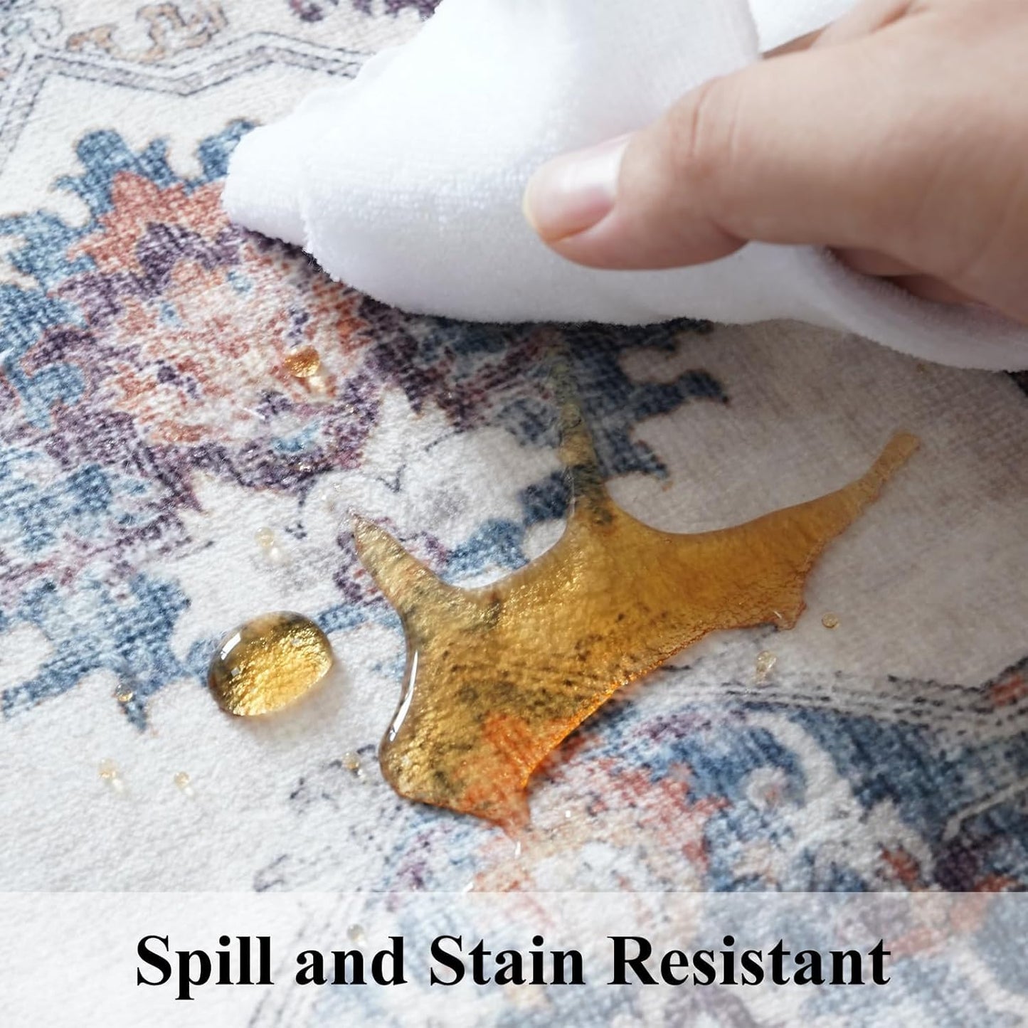 Skiennix Washable Area Rug - Non-Slip, Water-Resistant Kitchen & Bathroom Mat | 3x4, Brick Color