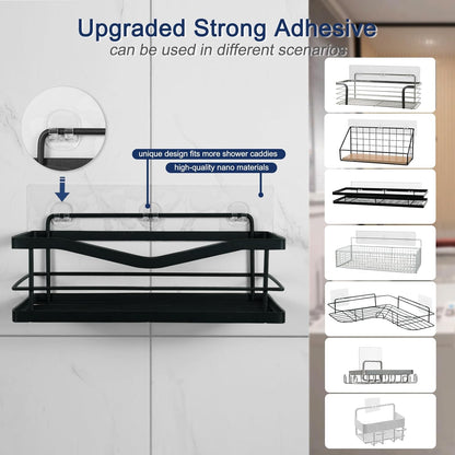 Skiennix Shower Caddy Adhesive Replacement | 4 Pack Strong Hooks for No-Drill Bathroom Storage