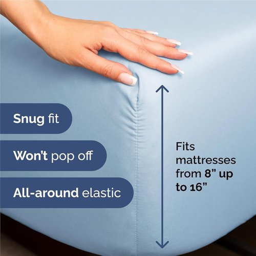 Comfy Breathable Cooling Bed Sheets Set by [Brand Name] - Full Size 4 Piece Luxury Bedding - Deep Pockets, Soft & Wrinkle-Free - Oeko-Tex Certified, Light Blue