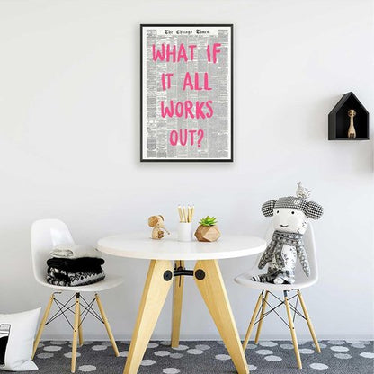 **What If It All Works Out Poster - Retro Newspaper Canvas Wall Art | Positive Affirmation Decor 12x16in**