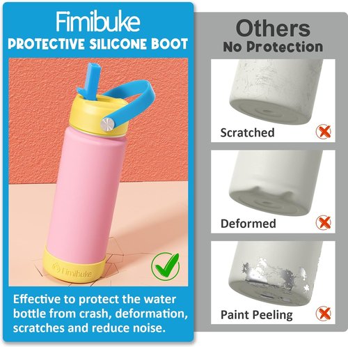 Fimibuke Kids Insulated Water Bottle - 18oz BPA-Free Stainless Steel Tumbler with Straw | Amethyst Color