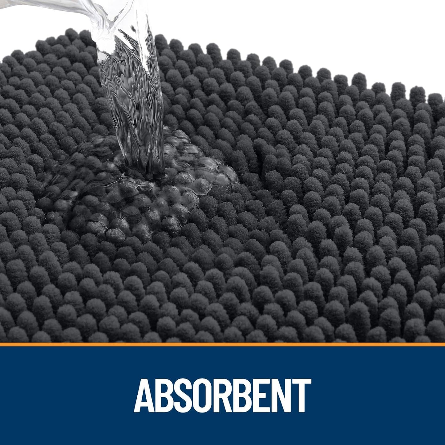 OLANLY Dog Door Mat - Absorbent Non-Slip Chenille for Muddy Paws | 24x16 Dark Grey Indoor Entryway Carpet