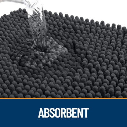 OLANLY Dog Door Mat - Absorbent Non-Slip Chenille Mat for Muddy Paws | 70x24 Inches, Dark Grey