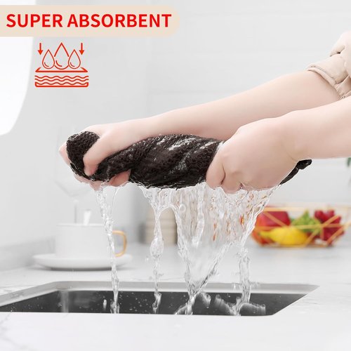 Homaxy 100% Cotton Waffle Weave Dish Towels - Ultra Soft & Absorbent, Quick Drying | 13 x 28 Inches, 12-Pack, Dark Brown