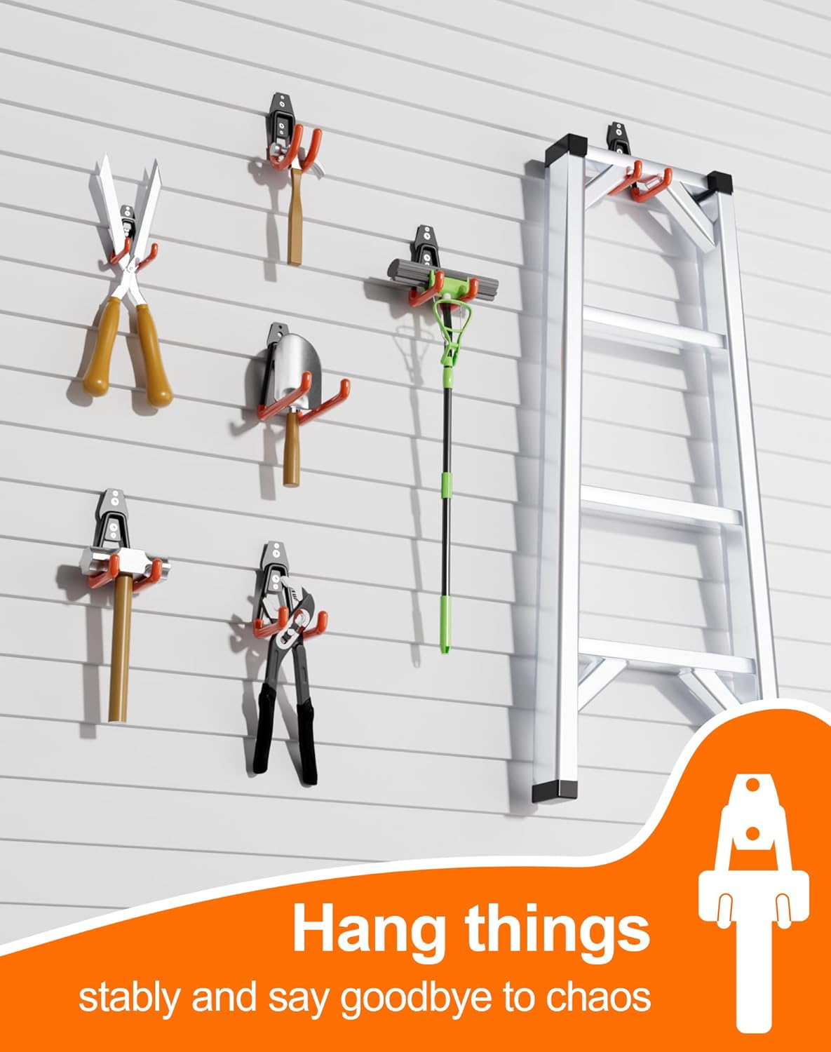 QcoQce Heavy-Duty Garage Hooks - 14 Pack Wall Mount Storage Solution for Bikes, Ladders & Tools | Orange