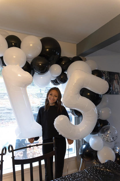 Skiennix 40-Inch Translucent Number 6 Balloon - White Birthday Decoration & Party Supply
