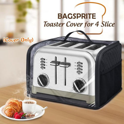 BAGSPRTIE Toaster Cover - Full Open Dust Protection for 4 Slice Wide Slot Toasters | Black