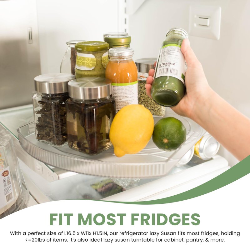 NOSTA Home Rotating Lazy Susan for Refrigerator - Square Lazy Susan - Refrigerator Lazy Susan Organizer - Rotating Fridge Organizer - Large (16.5x11)