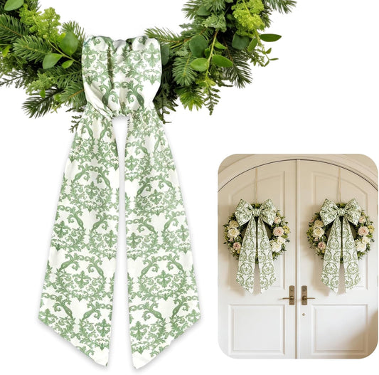AZYM Wreath Sash Set - Vintage Ribbon Accessories for Front Door & Indoor/Outdoor Decor | 2 Pcs