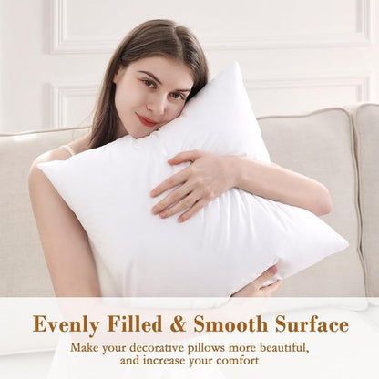 puredown® 18x18 Pillow Inserts, Fluffy Soft Square Form Sham Stuffer Set of 2, Down Alternative Throw Pillows for Couch, Sofa, Bed and Home Decor