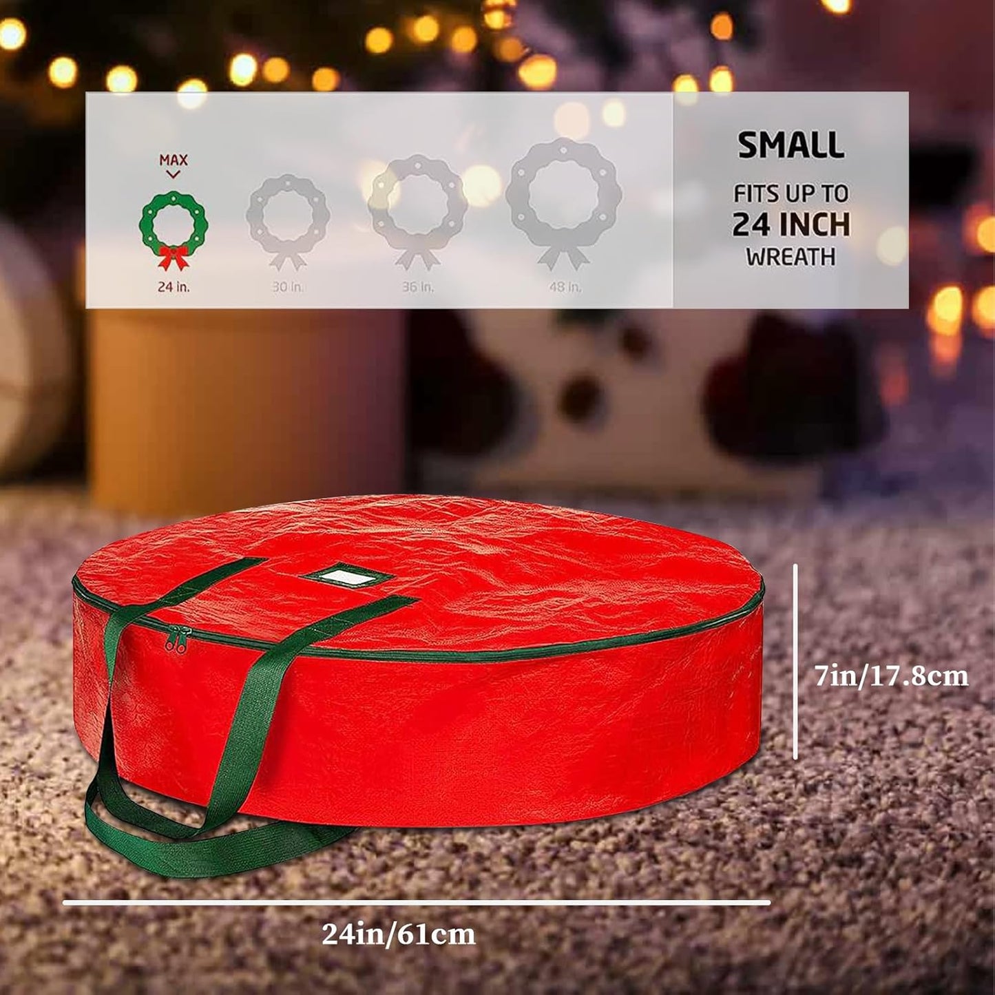 Regine Switzerland Christmas Wreath Storage Bag - 2 Pack 24" Heavy-Duty Xmas Wreath Containers