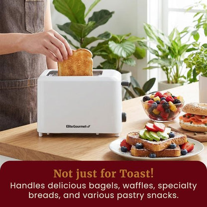 Elite Gourmet Cool Touch Toaster - 7 Toast Settings, Slide-Out Crumb Tray, Extra Wide 1.5" Slots | White