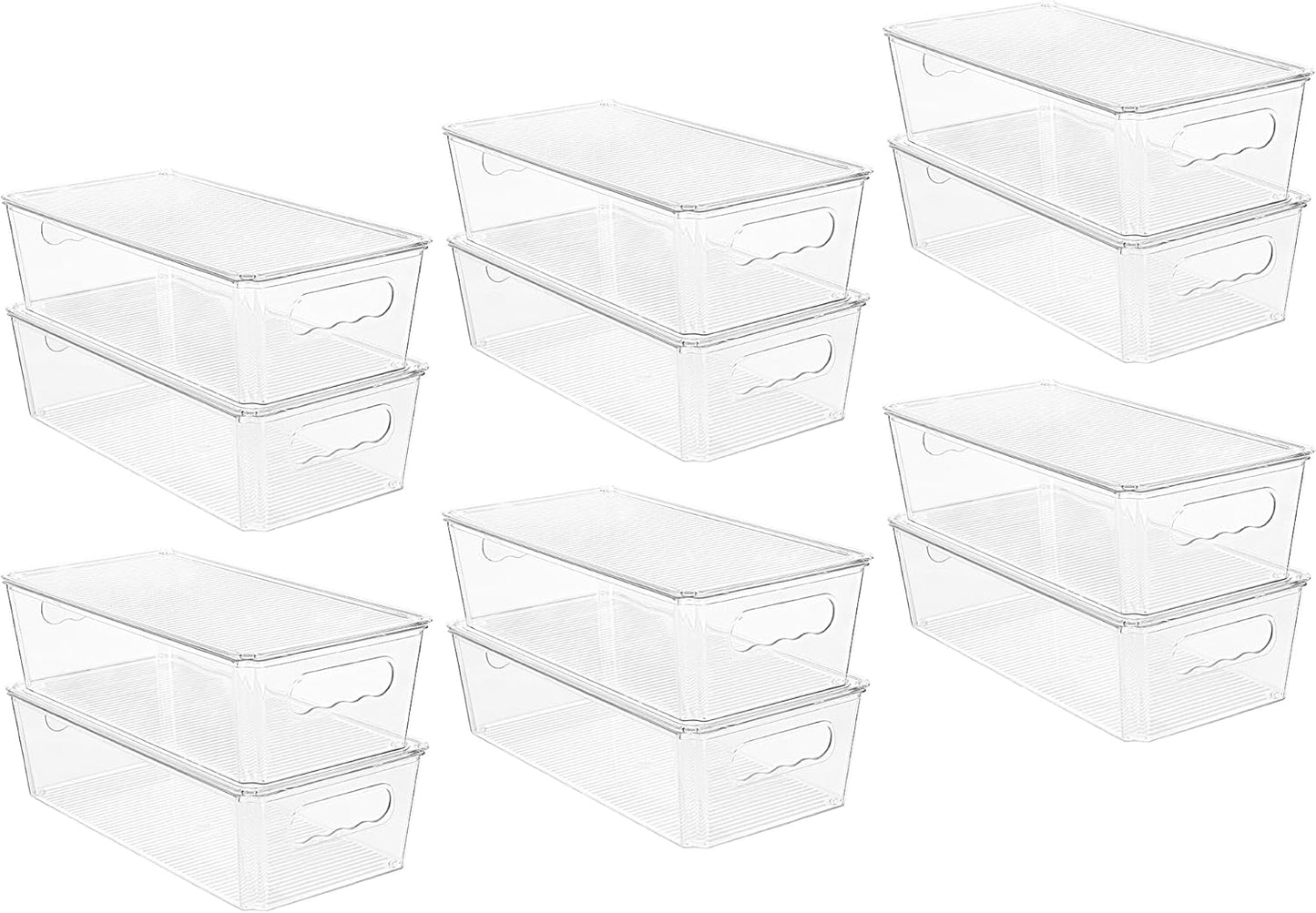 Vtopmart Clear Storage Bins - 12-Piece Stackable Organizers with Lids for Kitchen & Pantry