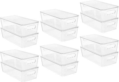 Vtopmart Clear Storage Bins - 12-Piece Stackable Organizers with Lids for Kitchen & Pantry