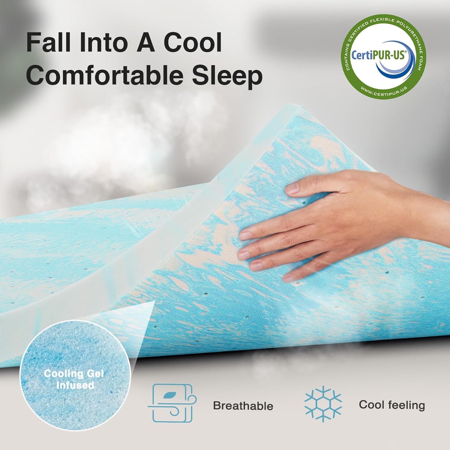 Novilla Memory Foam Mattress Topper - 2 Inch Cooling Gel Infused | CertiPUR Certified Comfort for Queen Size