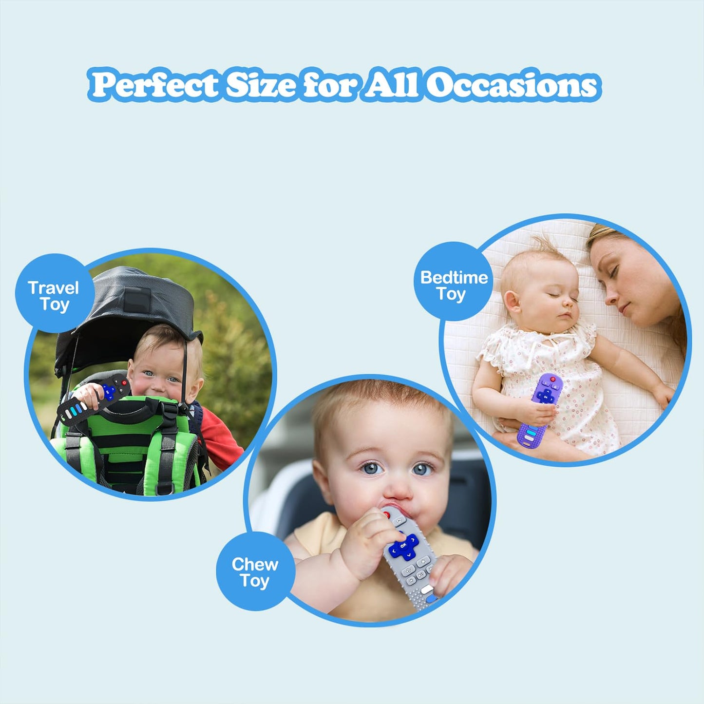 ROBBEAR Baby Teething Toys - Food Grade Silicone Teether in TV Remote Shape | BPA Free, Pink & Blue