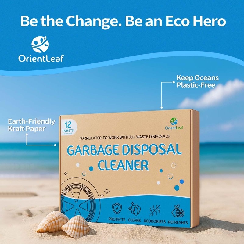 ORIENTLEAF Garbage Disposal Cleaner and Deodorizer Tablets 20g 1 Year Supply Sink Cleaner, Prevents Odors, Natural Kitchen Drain Cleaning Care 12 Pack