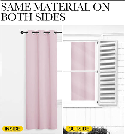 NICETOWN Baby Pink Blackout Curtains - 90-Inch Thermal Insulated Drapes for Large Windows | 2 Panels, 55" Wide
