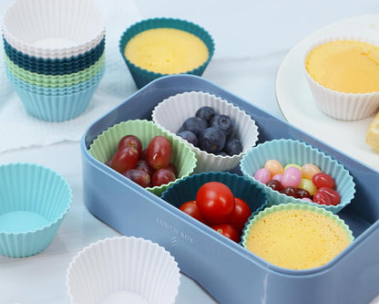 Skiennix Jumbo Silicone Baking Muffin Cups - 12 Pack Reusable Cupcake Liners, BPA Free, 3.54 Inch, Multi-Color