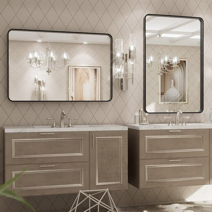 LOAAO Black Metal Framed Bathroom Mirror - 20x28 Inch, Anti-Rust, Versatile Horizontal/Vertical Hangs
