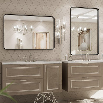 LOAAO 20X28 Inch Black Metal Framed Bathroom Mirror for Wall, Matte Black Bathroom Vanity Mirror Farmhouse, Anti-Rust, Hangs Horizontally or Vertically
