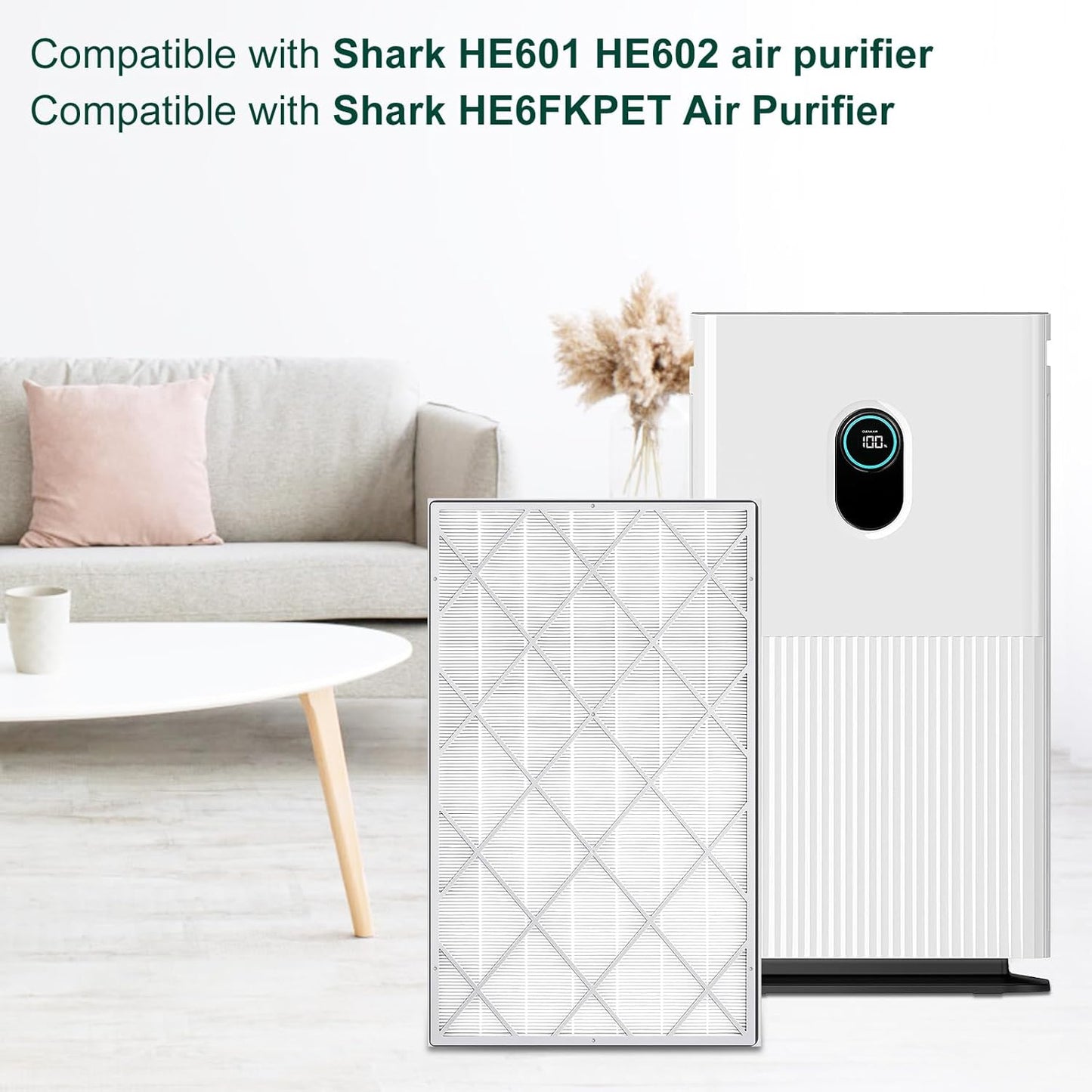 Shark HE601 Replacement Filter - 99.97% Particulate Absorption | 2-Pack for HE6FKPET, HE602, HE6FKBAS