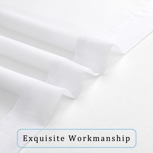 OWENIE White Sheer Curtains, 45 inches Long, 2 Panels, Rod Pocket, Light Filtering, Cafe Curtains for Kitchen, Bedroom, Small Window, 42W x 45L, 100% Polyester