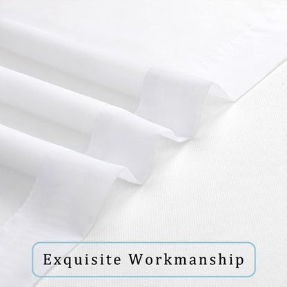 OWENIE White Sheer Curtains, 45 inches Long, 2 Panels, Rod Pocket, Light Filtering, Cafe Curtains for Kitchen, Bedroom, Small Window, 42W x 45L, 100% Polyester
