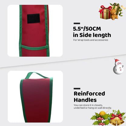 OUTTDID Wrapping Paper Storage Bag - 31" Gift Organizer with Pocket for 9 Standard Rolls - Red